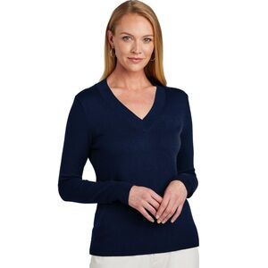 Brooks Brothers v neck navy medium sweater.